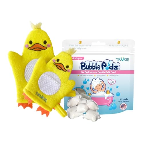 Bubble Bath Pods & Wash Gloves Set | 10 Count Pods, Gentle for Kids' Sensitive Skin