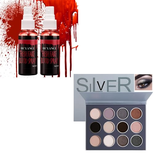 Eyeshadow Palette | 12 Colors Shimmer & Matte, Includes 2 PSC Washable Fake Blood Spray