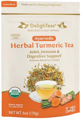 Organic Turmeric Ginger Tea | Ayurvedic Herbal Blend, 75 Servings, 6 oz.