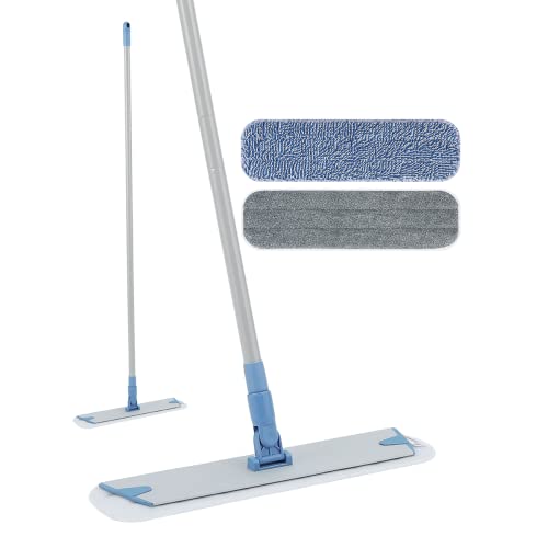 Microfiber Mop | 18'', Extendable Handle, Wet & Dry Chenille Pads, Multi-Surface Cleaning