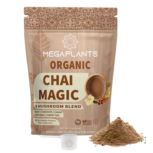 Superfood Powder Blend | 5 Mushroom Mix, Chai Flavor, 50 Servings