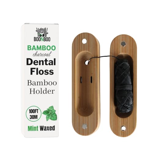 Dental Floss | Charcoal Woven Thread, Mint Flavor, Bamboo Holder