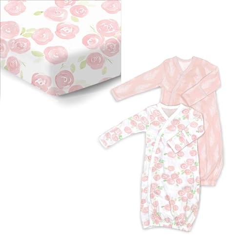 Infant Gift Bundle | 2 Kimono Dresses, 1 Crib Sheet, Made from Organic Cotton