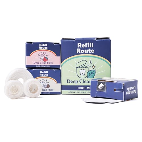 Dental Floss | Waxed, Biodegradable, Mint (32 yd), Coconut (7 yd), Strawberry (7 yd)