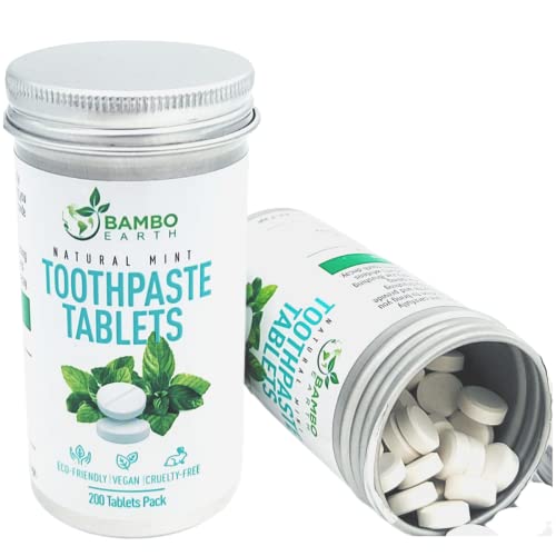 Toothpaste Tablets | 200 Pack, SLS & Fluoride Free, Eco-Friendly, Mint Flavor