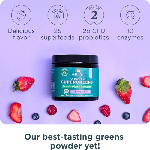 Multi Collagen Protein Powder | Vanilla Flavor, 24 Servings, Plus Organic Supergreens, Berry Flavor