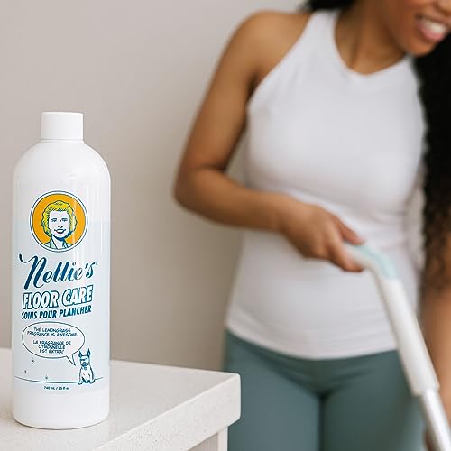 Nellie's Floor Care - Plant-Based Cleaner for Hardwood, Tile, Ceramic, and More - Removes Household Dirt and Odors - Refreshing Lemongrass Scent (25 fl oz) - Planet Friendly Cleaning Solution