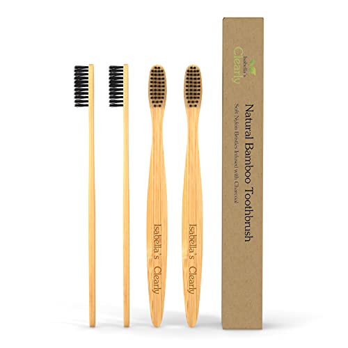 Toothbrush Set | Charcoal Infused Bristles, Eco-Friendly, Family Pack of 4