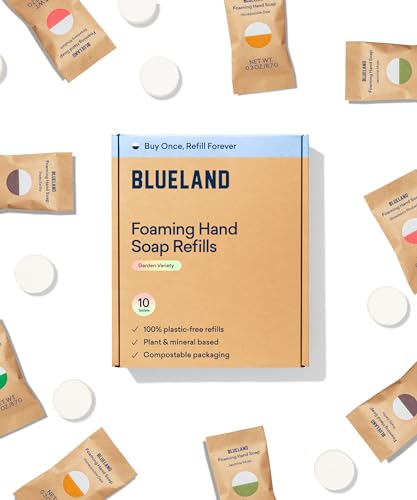 BLUELAND Foaming Hand Soap Refills - 10 Pack Tablets, Garden Variety Pack Scents, Eco Friendly Hand Soap and Cleaning Products - Makes 10 x 9 Fl oz bottles (90 Fl oz total)