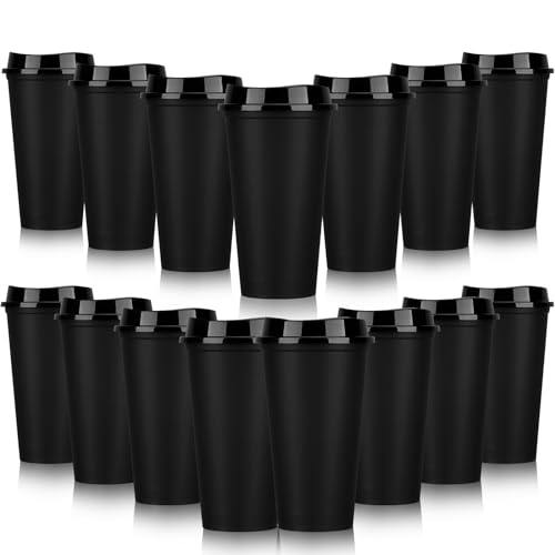 Reusable Coffee Cups | Pack of 15, 16 ounce, BPA Free, Leak Resistant, Spill Resistant