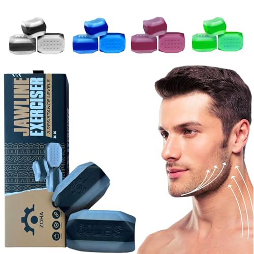 Jawline Exerciser | 3 Resistance Levels, Food-Grade Silicone, 4 Pack