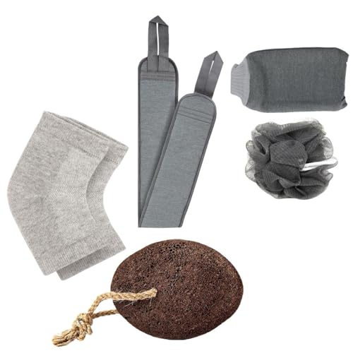 Pumice Stone & Moisturizing Heel Sleeves | Natural Back Scrubber for Shower