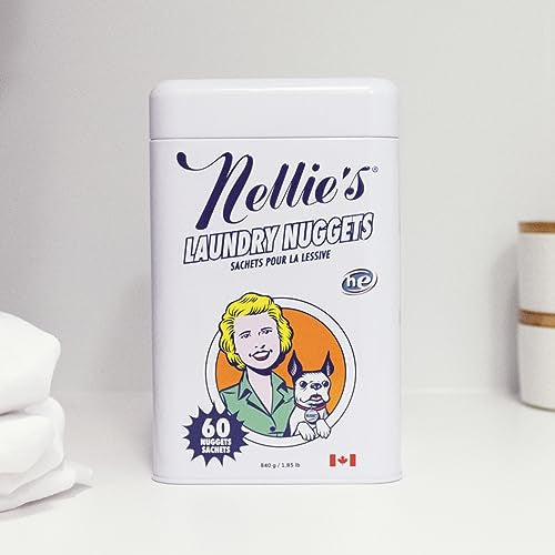 Nellie's Laundry Nuggets - 60 Loads - Dissolvable Concentrated Detergent Pods - Plant-Based Formula - Effective & Gentle Cleaning - Eco-Friendly Power for Fresh Clothes