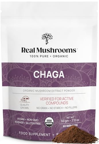 Mushroom Supplement | Organic Chaga Powder, 60 Servings, Vegan, Non-GMO