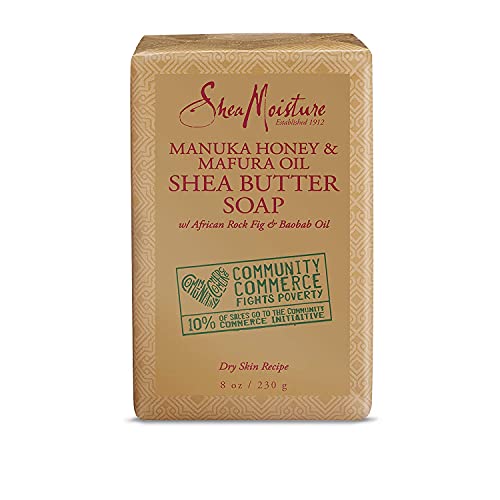 SheaMoisture Shea Butter Soap Manuka Honey And Mafura Oil Bar Soap for Dry Skin Body Soap Cleanser With Shea Butter 8oz