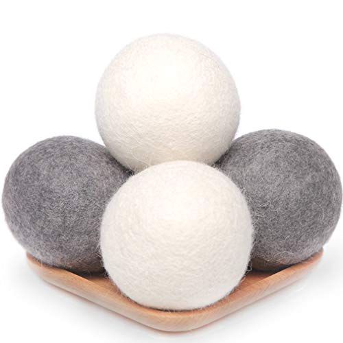 Wool Dryer Balls | 4 Pack, XL Size, Organic New Zealand Wool, Baby Safe, Reduces Wrinkles