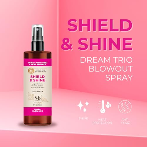 Soapbox Shield and Shine Heat Protectant Spray, Blowout Spray, 3-in-1 Heat Protection, Shine Boosting, Anti Frizz Hair Spray, Sulfate Free, Silicone Free, Color Safe, and Vegan Hair Products, 8oz