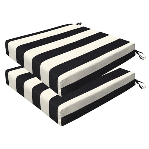 Outdoor Cushion Set | 20" x 20", Cabana Stripe Black & Ivory