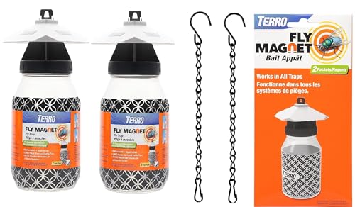 Fly Trap | 2 Pack, Reusable, Includes Bait Traps and Hanging Chains