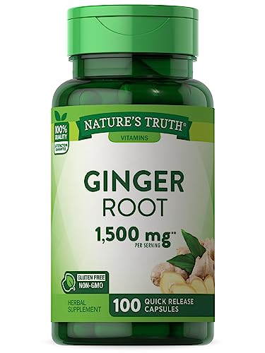 Ginger Root Capsules | 1,500mg, 100 Count, Non-GMO, Gluten Free