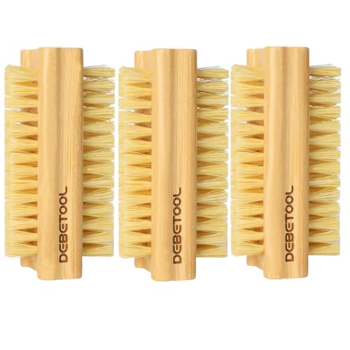 Nail Brush Set | 3 Pack, Bamboo Wooden, Two-Sided Scrub for Fingernails and Toes