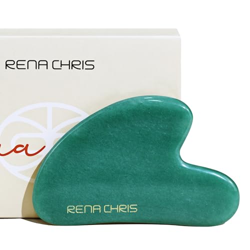 Gua Sha Tool | Natural Jade Stone, Manual Massage for Jawline Sculpting, Green