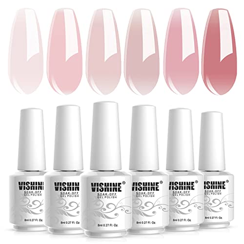 Nail Polish Kit | Sheer Milky Pink, 6 Pcs, 8 ml Each