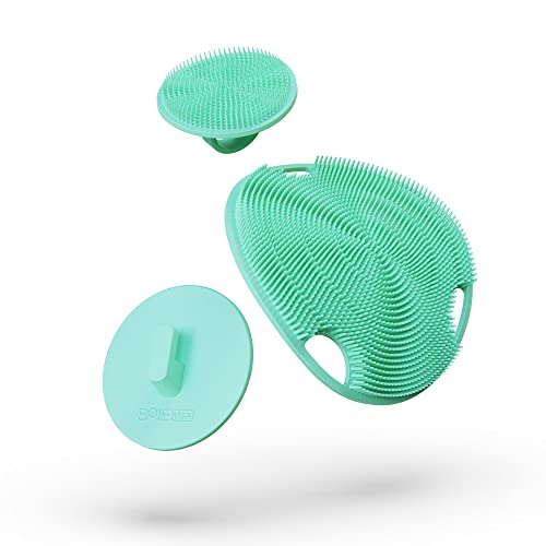 Body Scrubber Bundle | Flat & Face Scrubber, Bathroom Hook - Mint