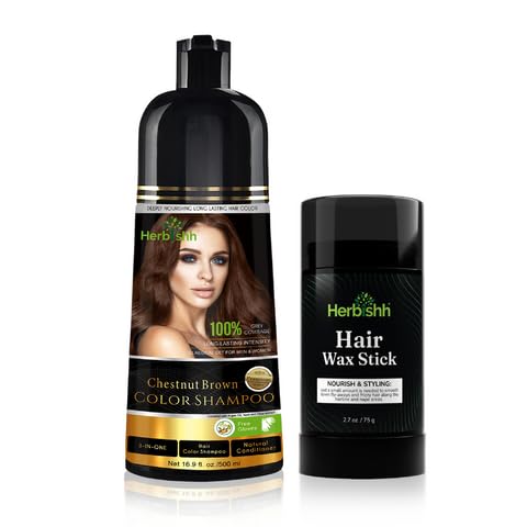 Hair Color Shampoo | Chestnut Brown, 500 mL + Hair Wax Stick