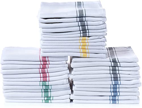 Dish Towels | Herringbone Pattern, Pack of 18, Multi-Color, 15"x26"