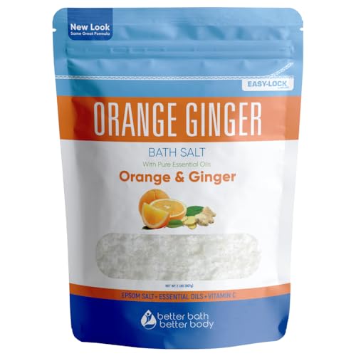 Bath Salt | 32 Ounces, Epsom Salt with Ginger and Orange Essential Oils