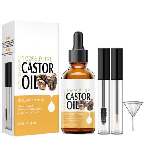 Eyelash & Eyebrow Growth Serum | Cold Pressed Organic Castor Oil, Mascara Tubes Included