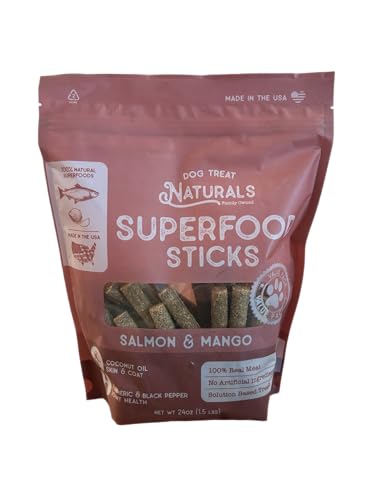 Dog Treats | Natural Superfood Sticks, Real Beef & Turmeric, Salmon & Mango Flavor, 24 oz.