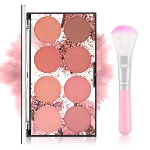 Blush Palette | 8 Color Matte Mineral, Lightweight, Includes Makeup Brush