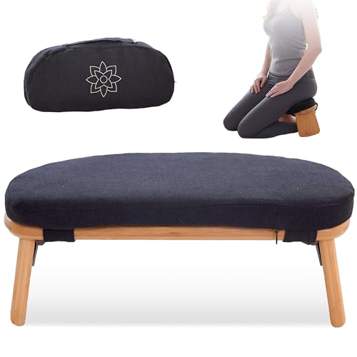 Meditation Bench | Bamboo, Locking Hinges, Soft Pillow, Travel Bag