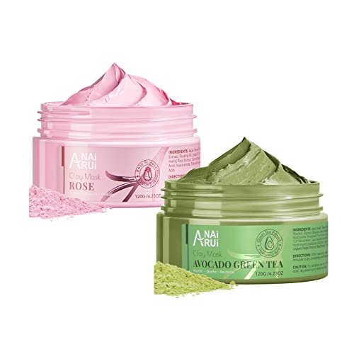 Facial Mask Set | Pink Clay & Avocado, Pore Cleansing, Moisturizing