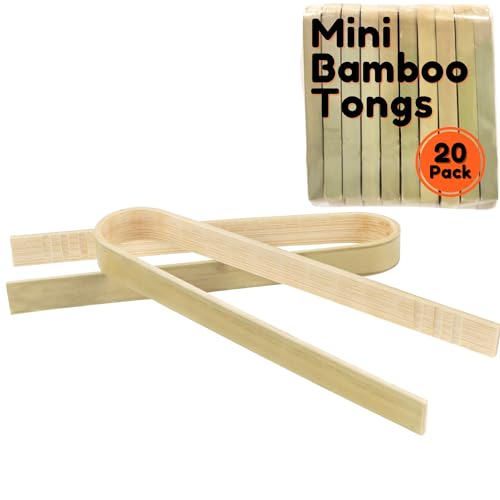 Disposable Tongs | Mini Bamboo, 20 Pieces