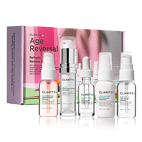 Anti-Aging Skin Care Set | Natural Face Wash, Glycolic Scrub, Peptide Serum, Moisturizing Oil, SPF 30