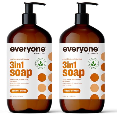 Everyone 3-in-1 Soap, Body Wash, Bubble Bath, Shampoo, 32 Ounce (Pack of 2), Pacific Eucalyptus & 3-in-1 Soap, Body Wash, Bubble Bath, Shampoo, 32 Ounce (Pack of 2), Cedar and Citrus