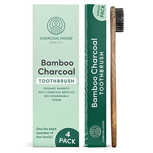 Toothbrush Set | 4-Pack, Organic Bamboo, Biodegradable, Soft Bristles