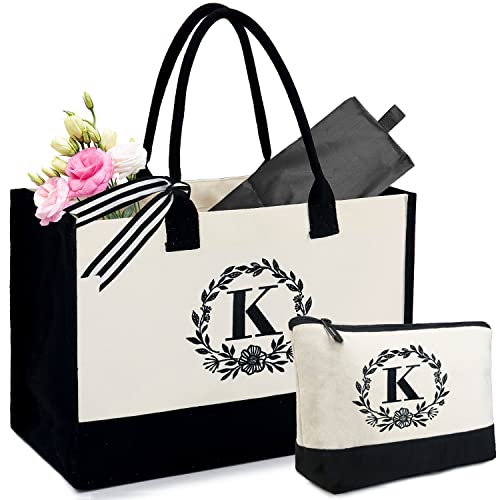 Tote Bag | Monogrammed Canvas, Includes Makeup Bag, Inner Zipper Pocket