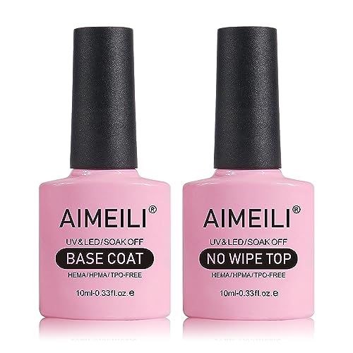 Gel Nail Polish | No Wipe Top & Base Coat Set, Shine Finish, 2 x 10ml