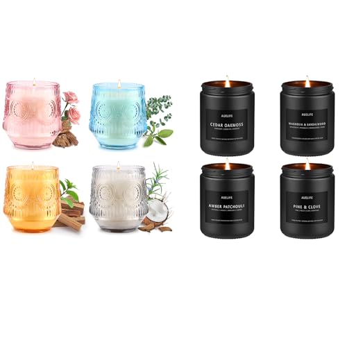 Scented Candle Collection | Aromatherapy, Gift for Men & Women, Black Jar & Elegant Glass