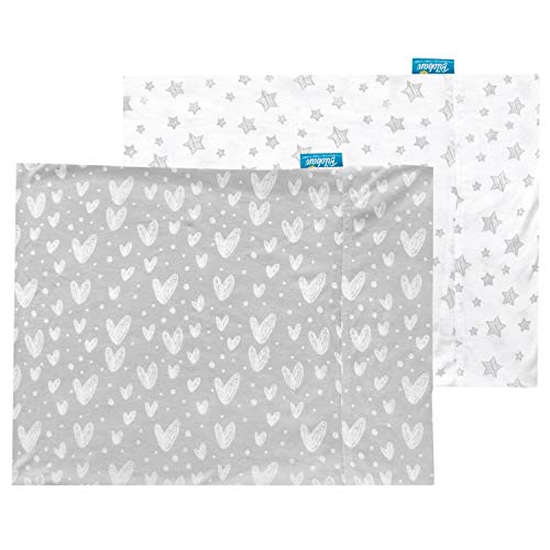 Pillowcase | Organic Cotton, 2 Pack, 16" x 22", Gray Heart & White Star