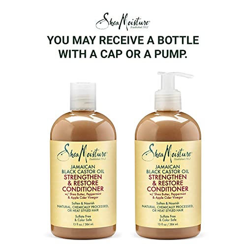 SheaMoisture Curly Hair Product Bundle Shampoo 16 Fl Oz, Conditioner 13 Fl Oz, Leave in Conditioner 11.5 Oz, Jamaican Black Castor Oil for Healthy Hair Growth, Strengthen & Restore, Sulfate Free