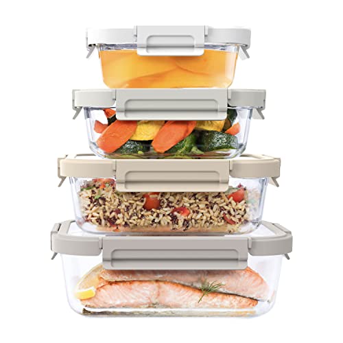 Food Storage Container Set | 8 Piece, Leak-Proof, Stackable, BPA-Free, Microwave Safe