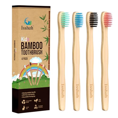 Kids Toothbrush | Biodegradable Handle, BPA Free, Pack of 4