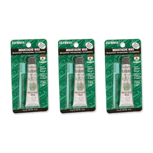 Mustache Wax | Comb Applicator, 0.5 Oz, Pack of 3