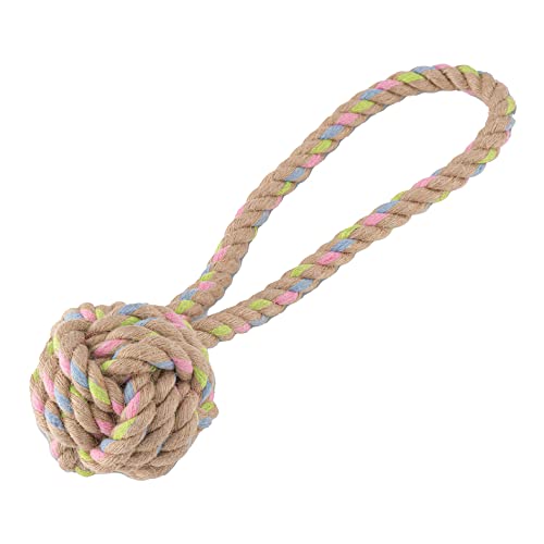 Dog Toy | Durable Hemp Rope, Cleans Teeth, Loop Handle