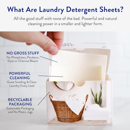 The Clean People Laundry Detergent Sheets - Hypoallergenic Laundry Soap - Ultra Concentrated, Recyclable Packaging, Stain Fighting - Fresh Scent, 96 Pack